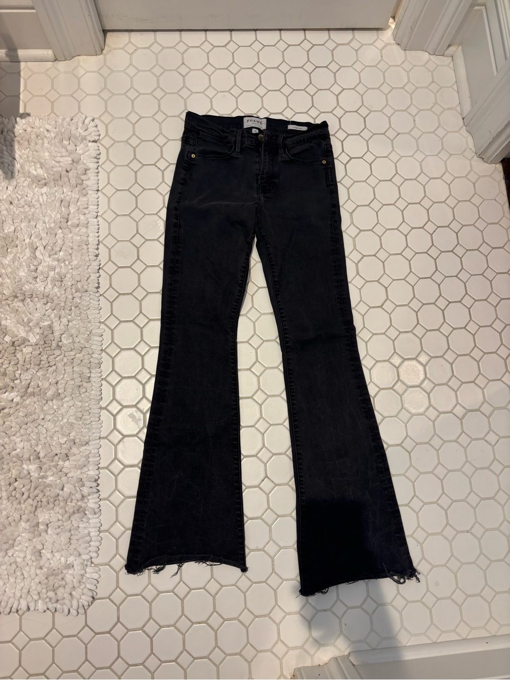 Frame Denim Black Flare Jeans - High Rise Wide Leg